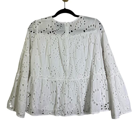 TUCKERNUCK Blouse Small Eloise Eyelet A-Line Silhouette Bell Sleeves Lined - Picture 4 of 15